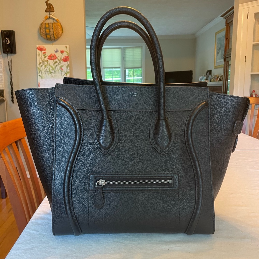 Céline Luggage Tote Black Leather
